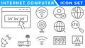 Internet computer icon set. Containing online, computer, network, website, server, web design, hardware, software and programming Royalty Free Stock Photo