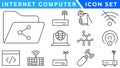 Internet computer icon set. Containing online, computer, network, website, server, web design, hardware, software and programming. Royalty Free Stock Photo