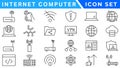 Internet computer icon set. Containing online, computer, network, website, server, web design, hardware, software and programming Royalty Free Stock Photo