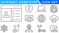 Internet computer icon set. Containing online, computer, network, website, server, web design, hardware, software and programming Royalty Free Stock Photo
