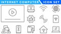 Internet computer icon set. Containing online, computer, network, website, server, web design, hardware, software and programming Royalty Free Stock Photo