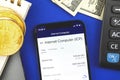 Internet Computer ICP cryprocurrency, trade and exchange with your mobile phone, banking and investment concept photo