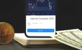 Internet computer ICP cryptocurrency on your mobile phone, trade and exchange crypto, finance and business concept photo