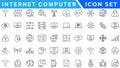 Internet computer line icon set. Website icon for contact icons. Computer, network, website, server, web design, hardware, Royalty Free Stock Photo