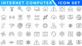 Internet computer line icon set. Website icon for contact icons. Computer, network, website, server, web design, hardware, Royalty Free Stock Photo