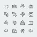 Internet, computer network vecor icons in thin line style