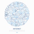 Internet concept in circle with thin line icons Royalty Free Stock Photo