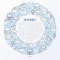 Internet concept in circle with thin line icons