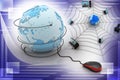 Internet concept - computer mouse with globe Royalty Free Stock Photo