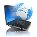 Internet concept. Laptop and earth. Royalty Free Stock Photo