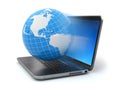 Internet concept. Laptop and earth. Royalty Free Stock Photo