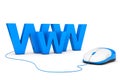 Internet Concept. WWW sign connected to computer mouse Royalty Free Stock Photo