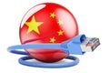 Internet connection in China. Lan cable with Chinese flag, 3D rendering Royalty Free Stock Photo