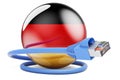 Internet connection in Germany. Lan cable with German flag, 3D rendering Royalty Free Stock Photo