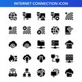 Internet connection icon set in glyph style. Royalty Free Stock Photo