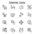 Internet connection icon set in thin line style Royalty Free Stock Photo