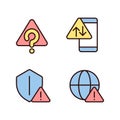 Internet connection issues pixel perfect RGB color icons set Royalty Free Stock Photo