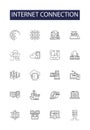 Internet connection line vector icons and signs. Network, Wifi, Broadband, Ethernet, Dial-up, Web, DSL, Tethering