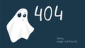 Internet connection problem concept illustration. 404 error page not found, isolated on black background. Cheerful white ghost Royalty Free Stock Photo