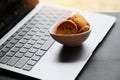 Internet Cookies Internet Browser Cookies Concept, Mini Cookies On Keyboard Computer Laptop