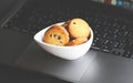 Internet Cookies, Mini Cookies On Keyboard Computer Laptop For Internet Browser Cookies Concept