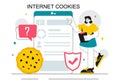 Internet Cookies Technology Vector Illustration Featuring Tracking Cookie Records of User Browsing Activities on a Website