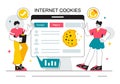 Internet Cookies Technology Vector Illustration Featuring Tracking Cookie Records of User Browsing Activities on a Website