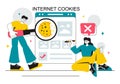 Internet Cookies Technology Vector Illustration Featuring Tracking Cookie Records of User Browsing Activities on a Website