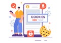 Internet Cookies Technology Vector Illustration with Tracking Cookie Records of Browsing Activity on a Website in a Flat Cartoon