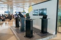 Internet corner in the form of a laptop in an airport-building