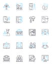 Internet courses linear icons set. E-learning, Online, Distance, Virtual, Web-based, Remote, Digital line vector and