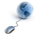 Internet 3d concept - computer mouse with globe Royalty Free Stock Photo