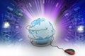 Internet 3d concept - computer mouse with globe Royalty Free Stock Photo