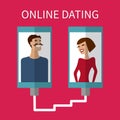 Internet dating, online flirt and relation. Mobile Royalty Free Stock Photo