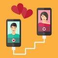 Internet dating, online flirt and relation. Mobile