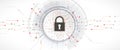 Internet digital security technology concept for business background. Lock on circuit board