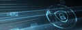 internet digital security technology concept for business background. Lock on circuit board Royalty Free Stock Photo