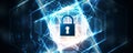 internet digital security technology concept for business background. Lock on circuit board Royalty Free Stock Photo