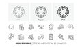 Internet document, Accounting report and Paint roller line icons. For web app, printing. Line icons. Vector