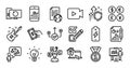 Internet document, Lawyer and Smartphone statistics line icons set. Vector