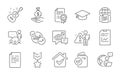 Internet documents, Graduation cap and Certificate icons set. Income money, Statistics and Document signs. Vector