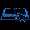 Internet education concept, e-learning resources, distant online courses icon neon glow concept Royalty Free Stock Photo