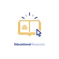 Internet educational resources, online learning courses, open library, dictionary line icon Royalty Free Stock Photo