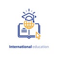 Internet educational resources, online learning courses, open library, international university Royalty Free Stock Photo