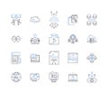 Internet equipment line icons collection. Modem, Router, Switch, Hub, Firewall, Access point, Gateway vector and linear