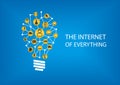 Internet of everything (IOT) concept. Vector illustration of connected devices represented by light bulb. Royalty Free Stock Photo