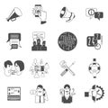 Internet forums concept icons set black