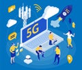 Internet 5g Isometric Background Composition Royalty Free Stock Photo