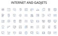 Internet and gadjets line icons collection. Expansion, Increase, Profit, Upsurge, Boost, Surge, Escalation vector and