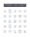 Internet and gadjets line icons collection. World Wide Web, Cyberspace, Online, Nerk, Web, Digital, Information